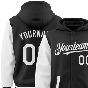 Sudadera con Capucha de Alta Calidad con Parche Bordado Deportivo, Nombre del Equipo Personalizado, Sudadera de Poliéster con Tela Transpirable, Manga Blanca y Negra - Product Image 3