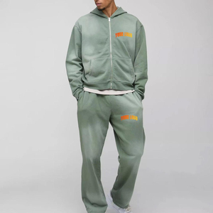 Ensemble de survêtement unisexe décontracté 2 pièces en molleton 480g avec sweat à capuche et pantalon de jogging, 100% polyester respirant, personnalisable, collection 2025 - Product Image 1