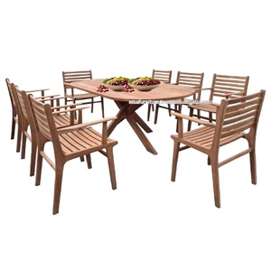 Modern Teak <b>Wood</b> Courtyard Furniture Lightweight Outdoor <b>Chairs</b> & Oval Dining <b>Table</b> Set Indonesia - Product Image 1