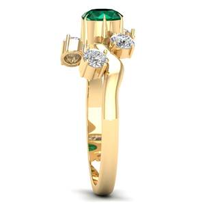 Bagues REYES élégantes en argent sterling 925 avec pierre précieuse émeraude ronde de 0,5 carat, bagues de fiançailles, de mariage et de promesse en moissanite - Product Image 3