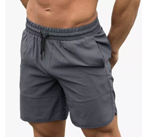 Pantalones cortos para correr para hombre personalizados de alta calidad Patrón sólido Poliéster en color liso - Product Image 1
