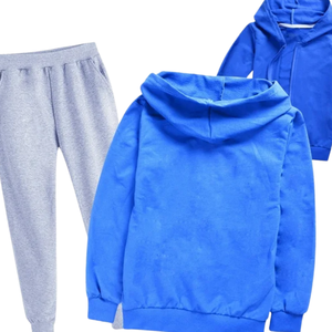 ชุดเซ็ตเสื้อฮู้ดดี้สีน้ำเงินรอยัลแบบฟอกสี พร้อมกางเกงจ็อกเกอร์ ผ้าฟลีซนุ่ม สไตล์ลำลอง เหมาะสำหรับใส่เที่ยวเล่นหรือใส่ในฤดูหนาว - Product Image 5