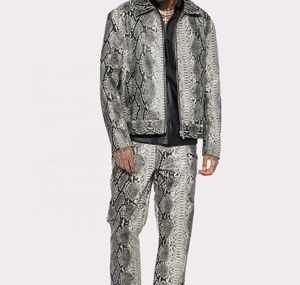 Survêtement homme imprimé serpent, manches longues, fermeture éclair, tenue streetwear, coupe classique, motif animal, matière polyester, automne - Product Image 6
