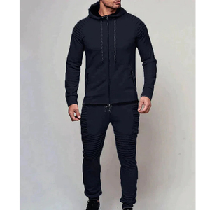 Trajes de chándal para hombre, 2 unidades/juego de chándal para hombre, traje de primavera simple plisado CON CAPUCHA DE Color sólido para uso diario, chándal para hombre - Product Image 4