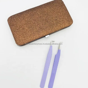 Kit de pinces à extensions de cils professionnelles en acier inoxydable antistatique de précision personnalisé Outils de cils violet clair ProSet - Product Image 2