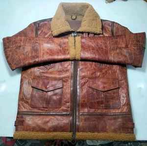 Chaqueta de piel de vaca personalizable de alta calidad Logo Estilo vintage Tela vaquera Liso teñido Cremallera Invierno Servicio OEM disponible - Product Image 1