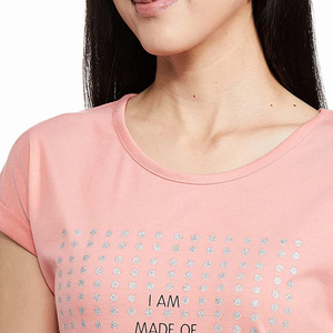 Camisetas con estilo para mujer Camiseta de algodón de medio penal para impresión personalizada Camiseta de manga corta con cuello en V - Product Image 6