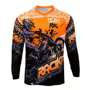 Camiseta de Motocross de Poliéster 100% Transpirable que Absorbe la Humedad, Manga Larga, Cuello en V con Mangas Raglán - Product Image 1