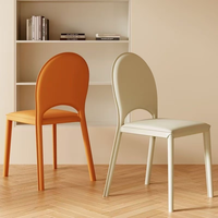 Chaise de salle à manger en cuir style crème OEM pour la maison, design moderne, chaise de dîner stable pour la maison, le bureau et le bar à domicile