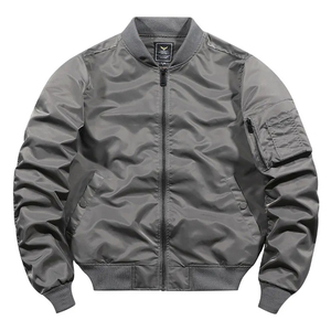 Chaqueta universitaria para hombre OEM para invierno de cuero y mezclilla con cuello tejido de ganchillo lavado con cierre de cremallera Haus Industries - Product Image 5