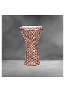 กลองดั้งเดิม Gawharet El Fan สีส้ม รูปสามเหลี่ยม Sombaty Darbuka ขนาด 23 ซม. แบบมุก - Product Image 2