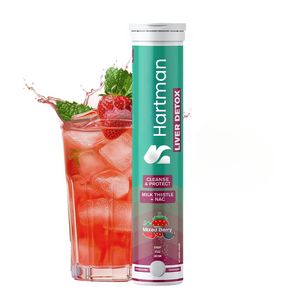 Comprimés effervescents détoxifiant pour le foie sans sucre, saveur de fruits rouges mélangés, NAC, chardon-marie, 1 tube pour adultes, adolescents, femmes enceintes - Product Image 1