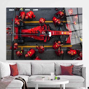 Impression sur toile Charles Leclerc Ferrari : Décoration de chambre pour garçon, Art de la Formule 1, Art sur verre trempé - Product Image 1