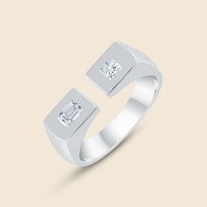Bague ouverte Unfurled Morse avec 1 diamant de laboratoire taille émeraude 0,39 carat F-VS en or massif 14 carats pour usage quotidien, cadeau d'anniversaire - Product Image 3
