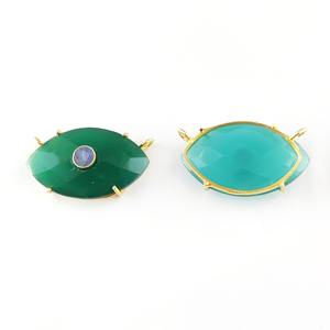 Pendentif breloque marquise longue 25x13mm en argent sterling 925 plaqué or avec rubis serti à griffes pour la fabrication de bijoux - Product Image 5