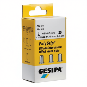 ชุดรีเวทอลูมิเนียม GESIPA 25 ชิ้น รุ่น PolyGrip ขนาด M6 ก้านยาว 9 มม. ความยาวรวม 18 มม. สำหรับงานรีเวทแบบ Blind Riveting งานโลหะ - Product Image 3