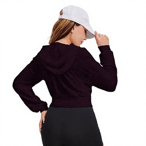 Vente en gros de sweats à capuche pour femmes à manches longues, personnalisables avec logo OEM, 100% coton molletonné, anti-rétrécissement, couleur unie, vêtements de mode - Product Image 2