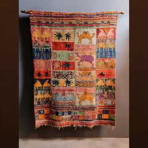 Alfombra de lana marroquí hecha a mano, colorida, Bohemia, persa, anudada, corte, Pila, artesanías indias altas, alfombras y juegos de área de arte - Product Image 2