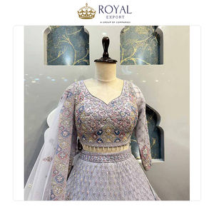 Collection unique des derniers créateurs de mode Lehenga Choli de mariage semi-cousu en filet souple de qualité supérieure pour femme - Product Image 2