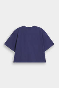 Camiseta Corta Azul Marino para Mujer, Corte Holgado, Personalizable, Estilo Casual, Urbano, Moderno, al por Mayor, Lisa, de Verano - Product Image 4