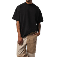 T-shirt ample et surdimensionné pour homme, vente en gros OEM, coton noir personnalisé, streetwear, design épaules tombantes