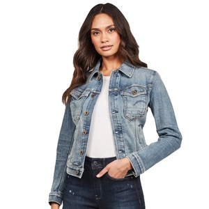 Newest Style Lady Jean Jacket Long Sleeve Woman Denim Jacket <b>Womens</b> Clothing <b>Black</b> Quantity Custom Coat Cotton Blue OEM Pockets - Product Image 4