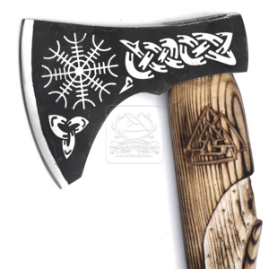 Hache Viking Tomahawk DD-VikingAxe-120, hache barbue forgée à la main, 4 lames coupantes, longueur totale 20 pouces, 1200g, manche en bois, camping - Product Image 2
