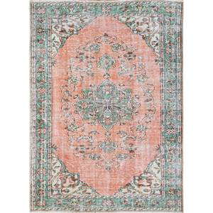 Tapis en laine noué à la main de grande taille, motif médaillon rouge et orange, pour salon, couloir rectangulaire - Pae-2739 - Product Image 1