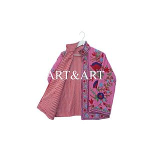 Tendencia Otoño Invierno, Ropa de Fiesta para Mujer, Hecha a Mano, de Terciopelo, Bordado Suzani, Ecológica, Acolchada de Algodón, Transpirable, Talla Única - Product Image 4