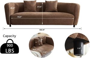 โซฟาโค้งแบบหรูหราสำหรับห้องนั่งเล่น3ที่นั่งผ้ากำมะหยี่อูฐเมฆโยนหมอนไม้แข็งกรอบด้านข้างที่มั่นคง - Product Image 4