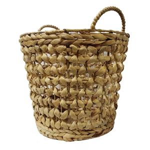 Panier en jacinthe d'eau tissé à la main avec poignées, panier de rangement tissé naturel bohème pour la maison, poubelle pour hôtel, décoration de la maison, meubles - Product Image 2