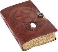 Carnet de notes à couverture rigide en cuir véritable NEW ERA, motif pentagramme celtique en relief, 100 pages, pages vierges, bords festonnés, reliure cousue, cadeau