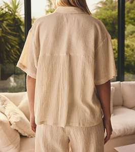 คอลเลคชั่นชุดลำลอง 2026 เดรสเชิ้ตผ้าคอร์ดเนื้อสั้น แขนสั้น สีธรรมชาติ ผ้าฝ้าย 100% เป็นมิตรกับสิ่งแวดล้อม ระบายอากาศได้ดี สีพื้น - Product Image 4