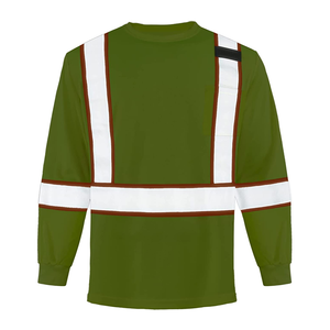 Camiseta naranja amarilla de seguridad de manga larga de alta visibilidad de fábrica con camisa de trabajo reflectante de bolsillo logotipo personalizado para hombres y mujeres - Product Image 2