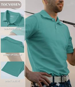 Chemise à col pour homme, décontractée, grande taille, en tricot à carreaux, séchage rapide, respirante, logo personnalisé, manches courtes, OEM - Product Image 3