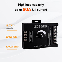 Interrupteur d'éclairage intelligent 50A 1200W gradateur LED haute puissance sans stroboscope coque en métal noir luminosité réglable pour accessoires d'éclairage
