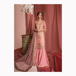 Fourniture directe d'usine robe Shalwar Kameez en soie décontractée pour femmes personnalisable avec manches longues-ensembles Salwar Kameez pour femmes - Product Image 4