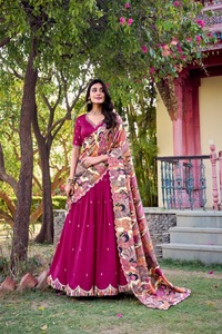 Good Quality Vichitra Silk Lehenga Choli With Sequins and Thread Embroidery Work Trendy Lehenga Choli - Product Image 2