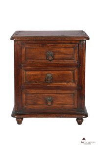 Table de chevet marron avec 3 tiroirs pour étagère de chambre Table de chevet en bois Meubles de chambre Chevet Mid Century Modern Nightstand - Product Image 3