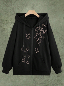 Rhinestone Hoodie for Men Winter Pattern Drop Shoulder Zip-Up Hoodie 100% Cotton Custom Logo Full Customization Christmas - Product Image 2