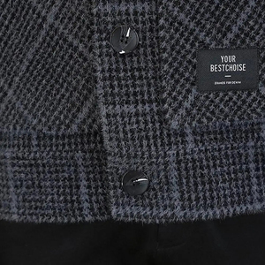 Veste d'hiver en laine à col pour hommes, manteau de costume coupe ajustée à la mode, veste coréenne décontractée à carreaux avec plusieurs poches, vestes pour hommes, vente en gros - Product Image 4