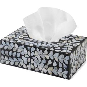 Diseño tradicional Madre de perla Trabajo Mesa para el hogar Caja de almacenamiento de pañuelos Forma y tamaño personalizados Caja dispensadora de pañuelos de madera - Product Image 6