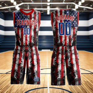 Ventes en gros d'uniformes de basket-ball américains classiques pour hommes, de haute qualité, 100% polyester, antibactériens, avec nom d'équipe personnalisé brodé - Product Image 4