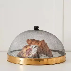 Dôme de service alimentaire en métal avec couvercle en treillis métallique, design tendance de grande taille, parfait pour les desserts et les événements de restauration - Product Image 3