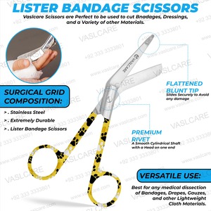 Vaslcare 2025 Ciseaux à bandage Lister en acier inoxydable avec poignée à motif animal assorti Nouveau design Ciseaux d'infirmière - Product Image 3