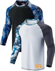 Sudadera básica con cuello redondo y doble costura, ideal como prenda moldeadora, versátil, tipo Rashguard con protección UPF 50+ UV, para natación y entrenamiento deportivo. - Product Image 1