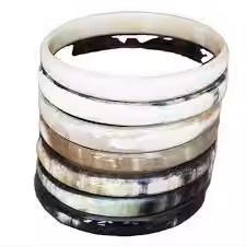 Bracelets en corne écologiques polis avec manchettes en corne naturelle denim, bijoux décontractés pour tous les jours par Crescent Crafts - Product Image 3