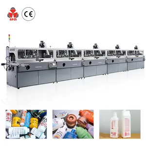 S102 УФ Автоматическая цилиндрическая трафаретная печатная машина для пластиковых бутылок 3 вида цветов