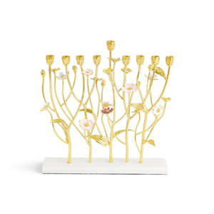 Handcrafted Aluminum Wildflowers Menorah Artistic Floral Customizable <b>Candelabra</b> for Christmas Decoration - Product Image 1