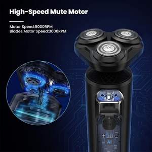 Afeitadora Eléctrica Rotativa Recargable para Hombre, Impermeable, para Uso en Seco y Húmedo, Recortadora de Barba con Pantalla LED, Bloqueo de Viaje, Triple Cuchilla, para Uso en Autocaravanas - Product Image 5